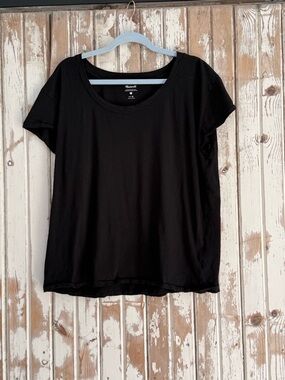 Madewell Black Organic Cotton Everyday Scoop Neck Tee - Like New, XL